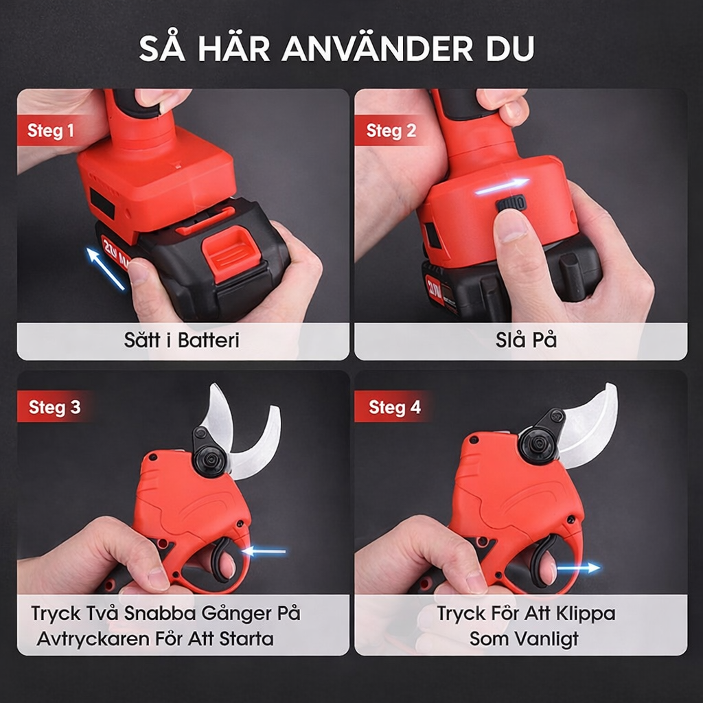 VoltSchere™ – Elektrische Astschere, handlich und einfach zu bedienen